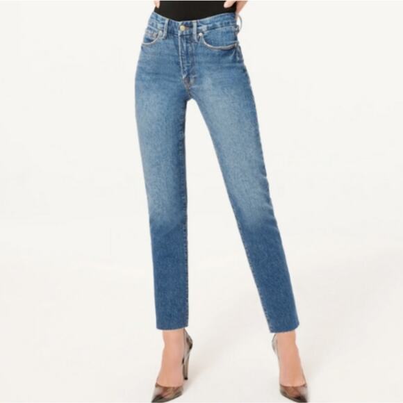 NEW Good American Good Classic Raw Hem High Waisted Slim Fit Denim Jean - Picture 2 of 9